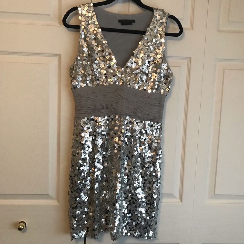 BCBG Silver Sequin Dress